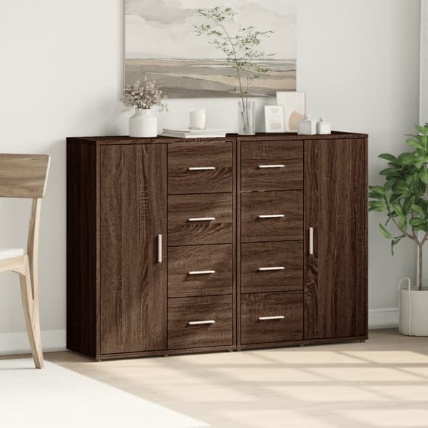 vidaXL kommoder 2 stk. 60x31x84 cm konstrueret træ brun egetræsfarve