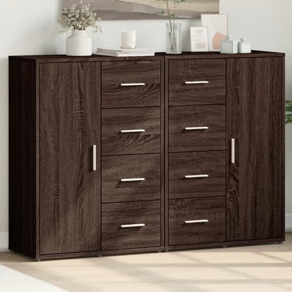 vidaXL kommoder 2 stk. 60x31x84 cm konstrueret træ brun egetræsfarve