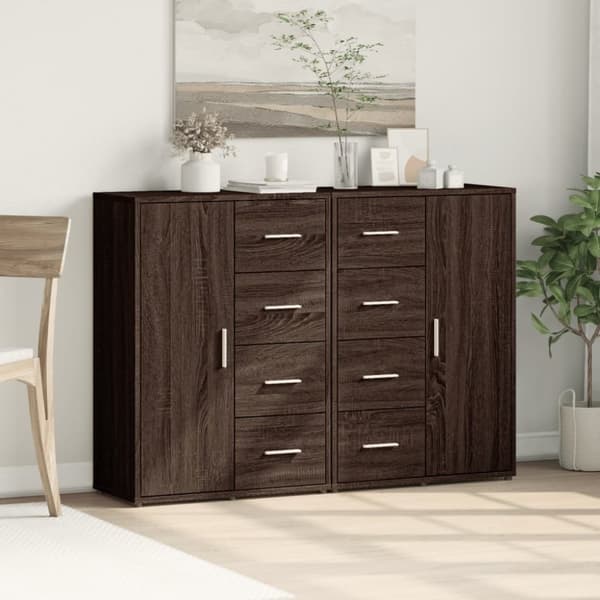 vidaXL kommoder 2 stk. 60x31x84 cm konstrueret træ brun egetræsfarve