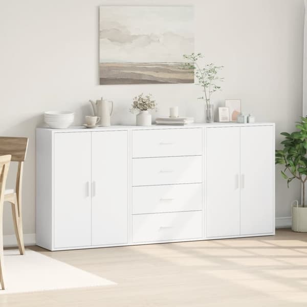 vidaXL Skjenker 3 stk hvit 60x31x84 cm konstruert tre