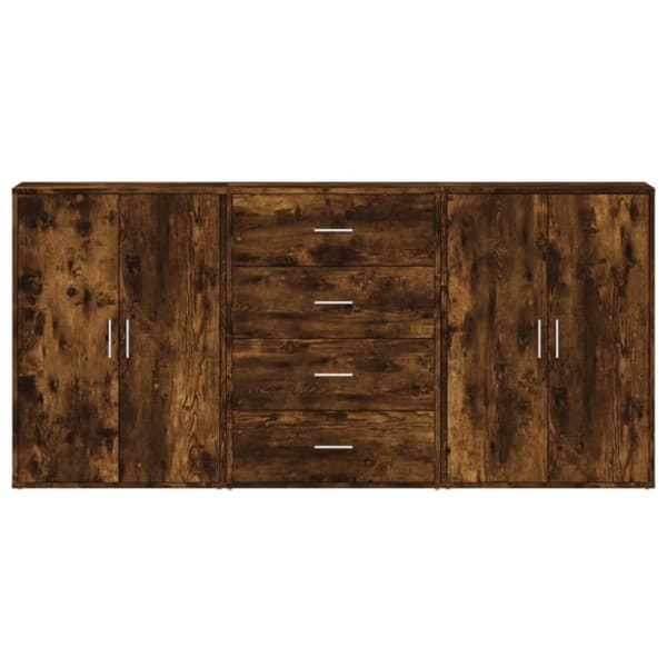 vidaXL kommoder 3 stk. 60x31x84 cm konstrueret træ røget egetræsfarve