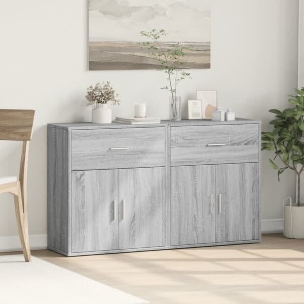 vidaXL skænke 2 stk. 60x31x70 cm konstrueret træ grå sonoma-eg