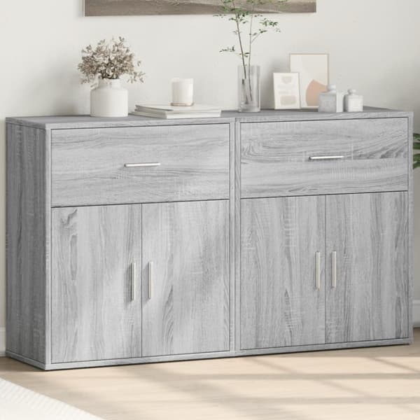 vidaXL skænke 2 stk. 60x31x70 cm konstrueret træ grå sonoma-eg