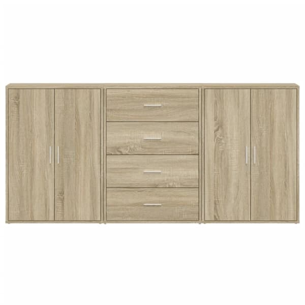 vidaXL kommoder 3 stk. 60x31x84 cm konstrueret træ sonoma-eg
