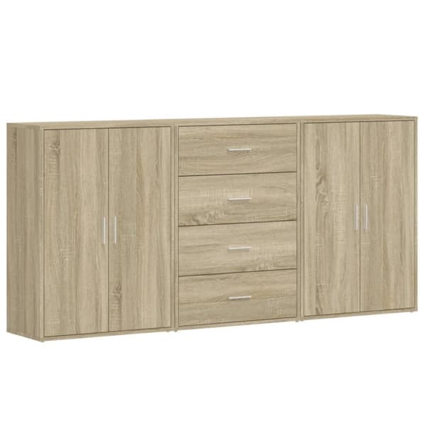 vidaXL kommoder 3 stk. 60x31x84 cm konstrueret træ sonoma-eg