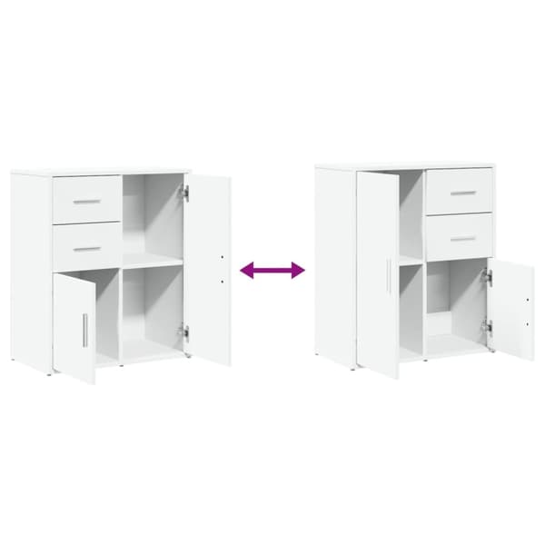 vidaXL Skjenker 2 hvit 60x31x70 cm konstruert tre