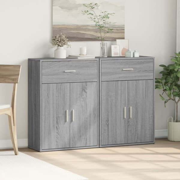 vidaXL Skänkar 2 st grå sonoma 60x30x84 cm konstruerat trä