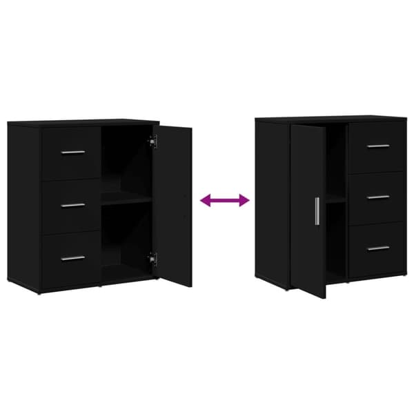 vidaXL Skjenker 2 stk svart 60x31x70 cm konstruert tre