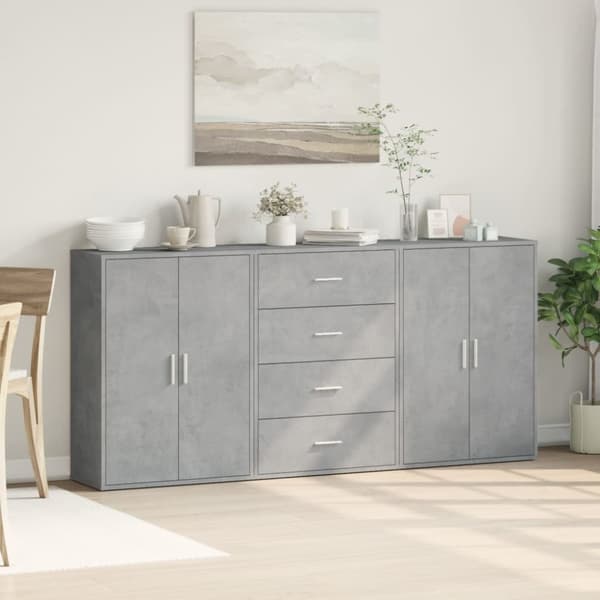 vidaXL Skjenker 3 stk betonggrå 60x31x84 cm konstruert tre