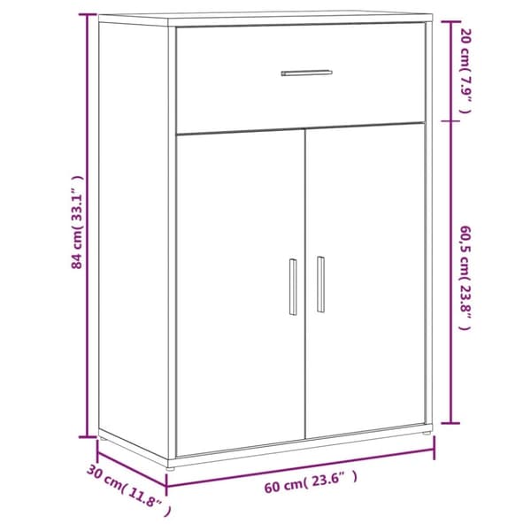 vidaXL Skjenker 2 svart 60x30x84 cm konstruert tre