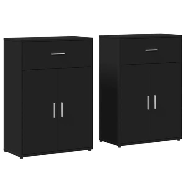 vidaXL Skjenker 2 svart 60x30x84 cm konstruert tre