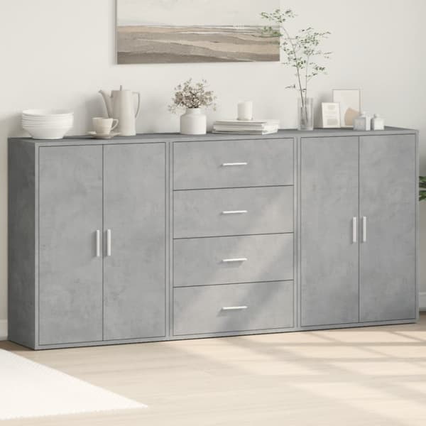 vidaXL Senkit 3 kpl betoninharmaa 60x31x84 cm tekninen puu