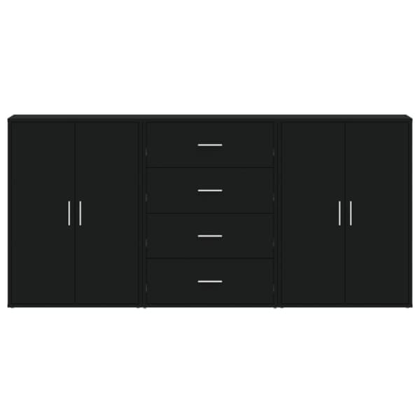 vidaXL kommoder 3 stk. 60x31x84 cm konstrueret træ sort