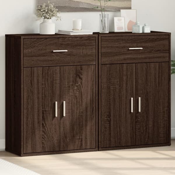vidaXL Senkit 2 kpl ruskea tammi 60x30x84 cm tekninen puu