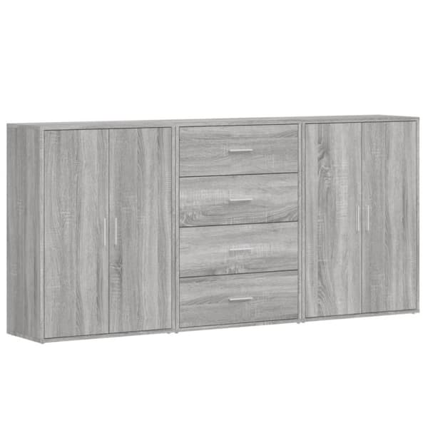vidaXL kommoder 3 stk. 60x31x84 cm konstrueret træ grå sonoma-eg