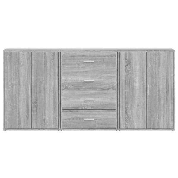 vidaXL Skjenker 3 stk grå sonoma 60x31x84 cm konstruert tre