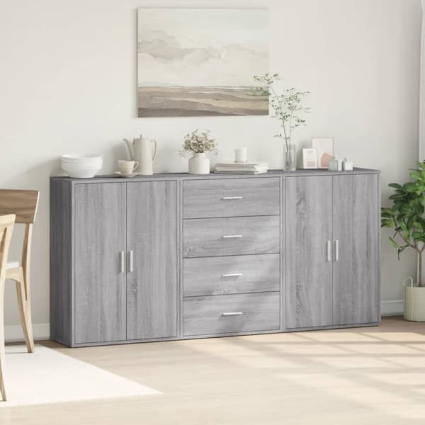 vidaXL Skjenker 3 stk grå sonoma 60x31x84 cm konstruert tre