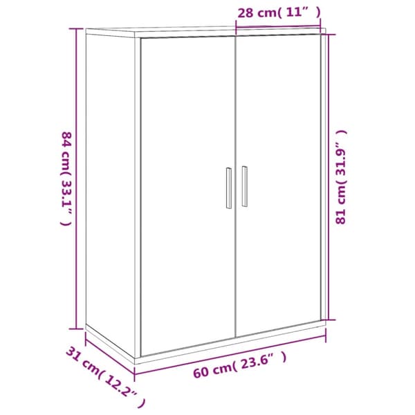 vidaXL kommoder 2 stk.. 60x31x84 cm konstrueret træ sort
