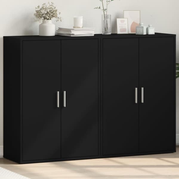 vidaXL kommoder 2 stk.. 60x31x84 cm konstrueret træ sort