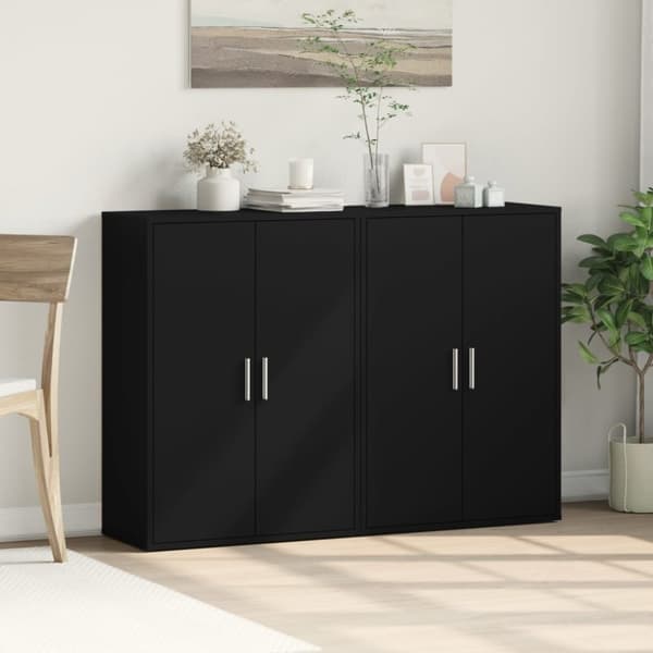 vidaXL kommoder 2 stk.. 60x31x84 cm konstrueret træ sort
