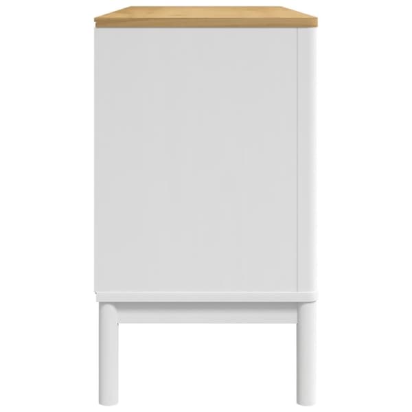 vidaXL Skjenk FLORO hvit 114x43x74 cm heltre furu