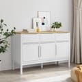 Miniatyrbilde 2 av 11: vidaXL Skjenk FLORO hvit 114x43x74 cm heltre furu