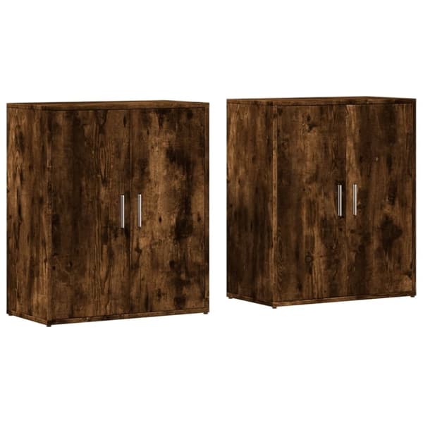 vidaXL skænke 2 stk. 60x31x70 cm konstrueret træ røget egetræsfarve
