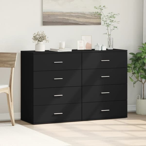vidaXL Skjenker 2 stk svart 60x39x80 cm konstruert tre