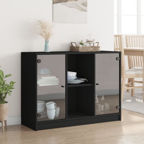 vidaXL skænk 102x37x75,5 cm konstrueret træ sort