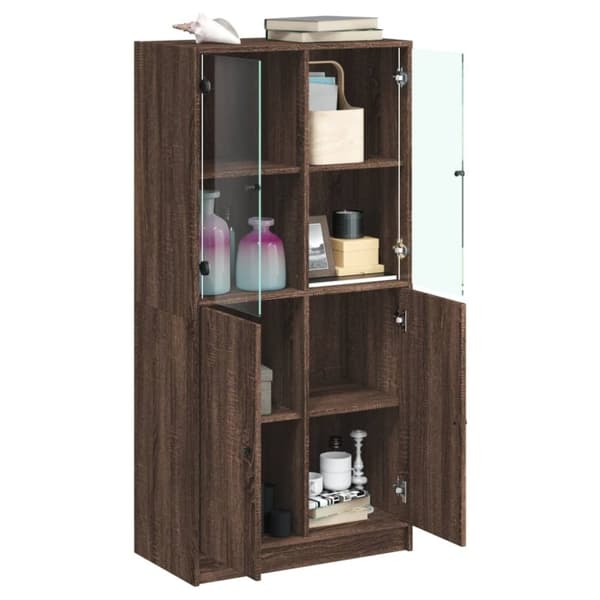 vidaXL skab med låger 68x37x142 cm konstrueret træ brun egetræsfarve