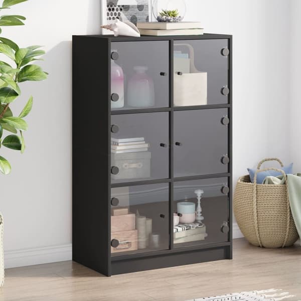 vidaXL Highboard med dører svart 68x37x109 cm konstruert tre