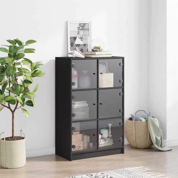 vidaXL Highboard med dører svart 68x37x109 cm konstruert tre