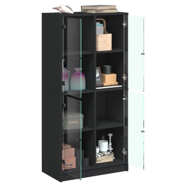 vidaXL Highboard med dører svart 68x37x142 cm konstruert tre