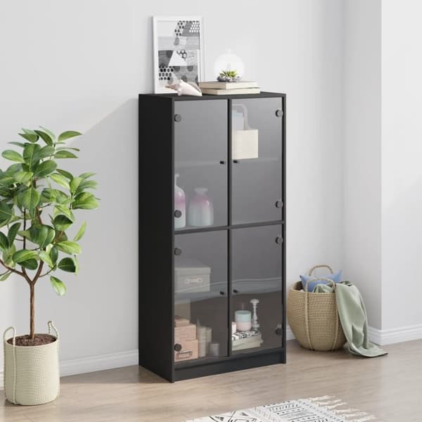 vidaXL Highboard med dører svart 68x37x142 cm konstruert tre