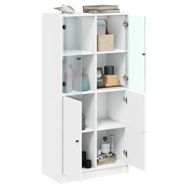 vidaXL skab med låger 68x37x142 cm konstrueret træ hvid