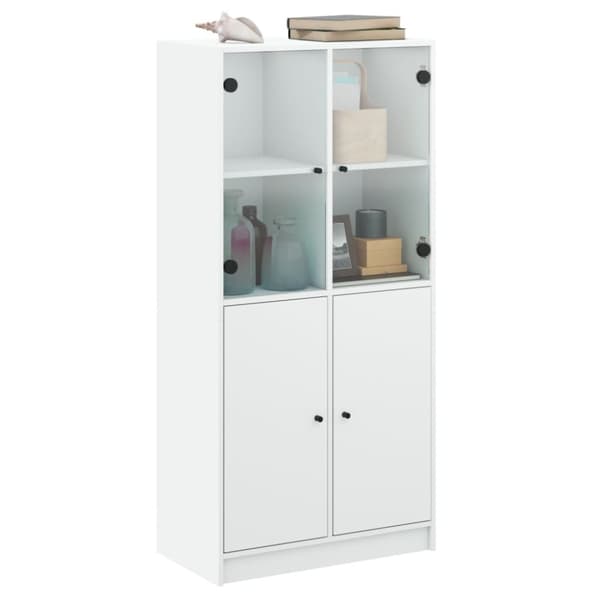 vidaXL skab med låger 68x37x142 cm konstrueret træ hvid