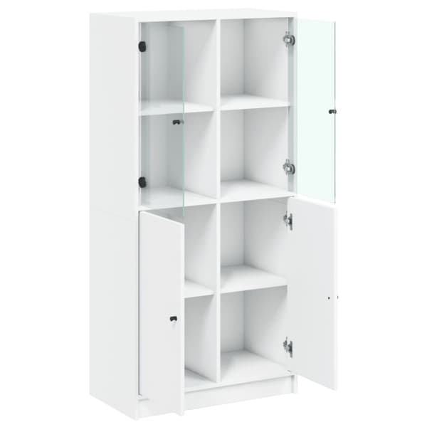 vidaXL skab med låger 68x37x142 cm konstrueret træ hvid