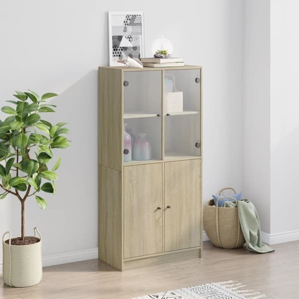 vidaXL Highboard med dører sonoma eik 68x37x142 cm konstruert tre