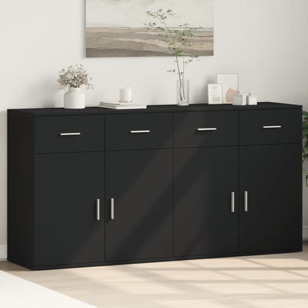 vidaXL skænke 2 stk. 79x38x80 cm konstrueret træ sort
