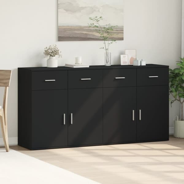 vidaXL skænke 2 stk. 79x38x80 cm konstrueret træ sort