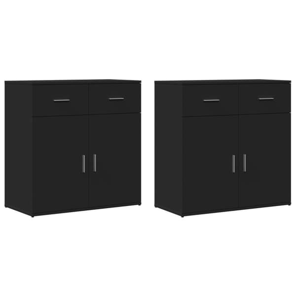 vidaXL skænke 2 stk. 79x38x80 cm konstrueret træ sort