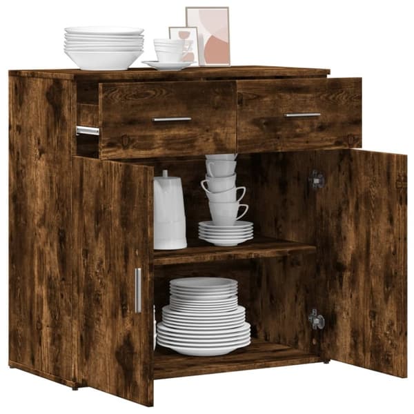 vidaXL skænk 79x38x80 cm konstrueret træ røget egetræsfarve