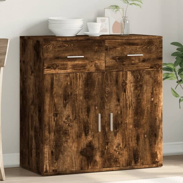 vidaXL skænk 79x38x80 cm konstrueret træ røget egetræsfarve