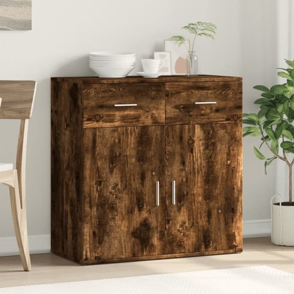 vidaXL skænk 79x38x80 cm konstrueret træ røget egetræsfarve
