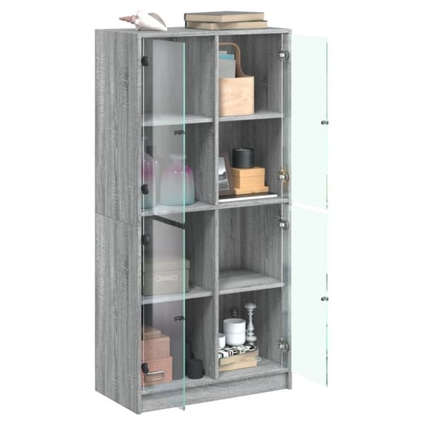 vidaXL skab med låger 68x37x142 cm konstrueret træ grå sonoma-eg