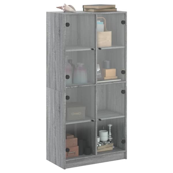 vidaXL skab med låger 68x37x142 cm konstrueret træ grå sonoma-eg