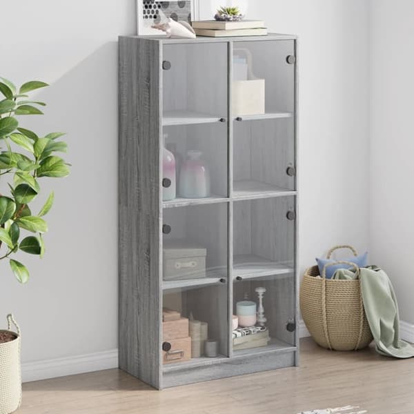 vidaXL skab med låger 68x37x142 cm konstrueret træ grå sonoma-eg