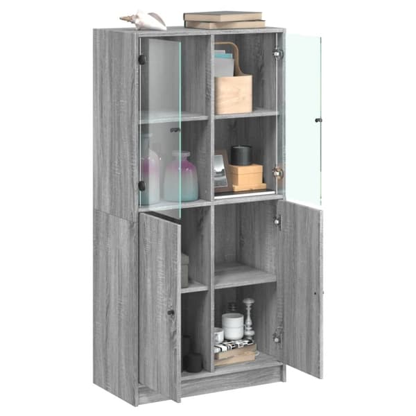 vidaXL Highboard med dører grå sonoma 68x37x142 cm konstruert tre