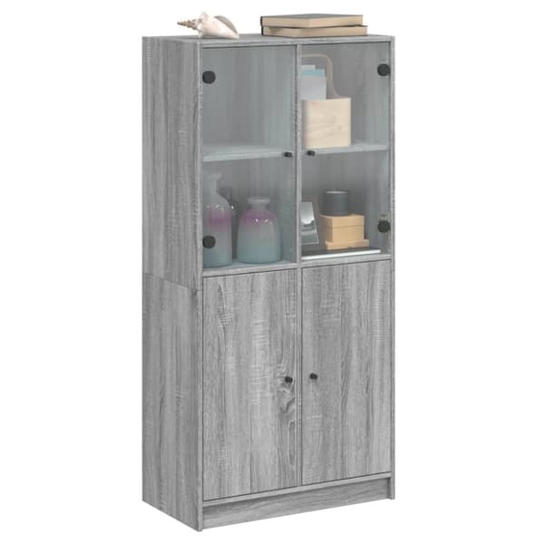 vidaXL Highboard med dører grå sonoma 68x37x142 cm konstruert tre