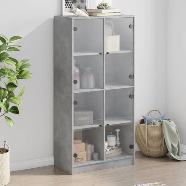 vidaXL Skåp med dörrar betonggrå 68x37x142 cm konstruerat trä